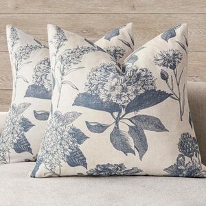 Linen Floral Print Decorative Pillow Covers Size 18 X 18